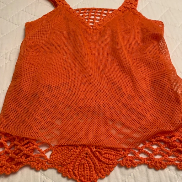 ORANGE CROCHET COTTON/SILK TOP - S? - Picture 8 of 14